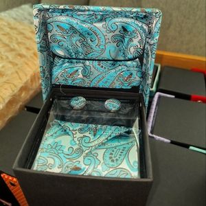 Men's Ties Cufflinks and Hanky Set